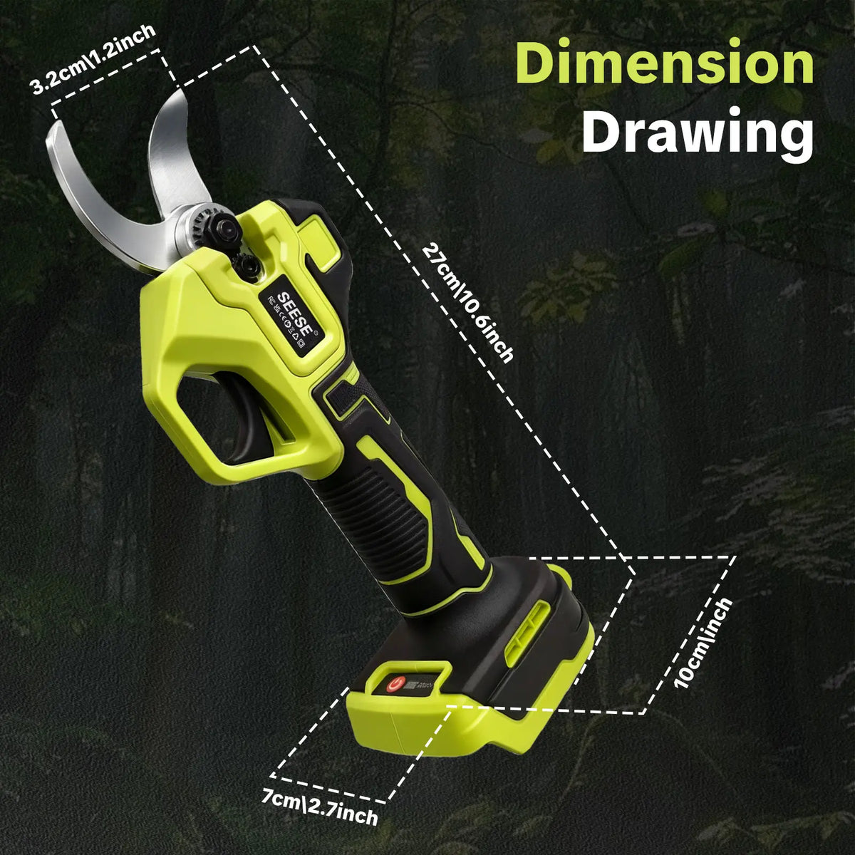 SEESE Electric Pruning Shears for Gardening: 1.25" Cutting Cordless Power Pruner, Brushless Motor, Dual21V Battery for Tree &amp; Flowertrimming